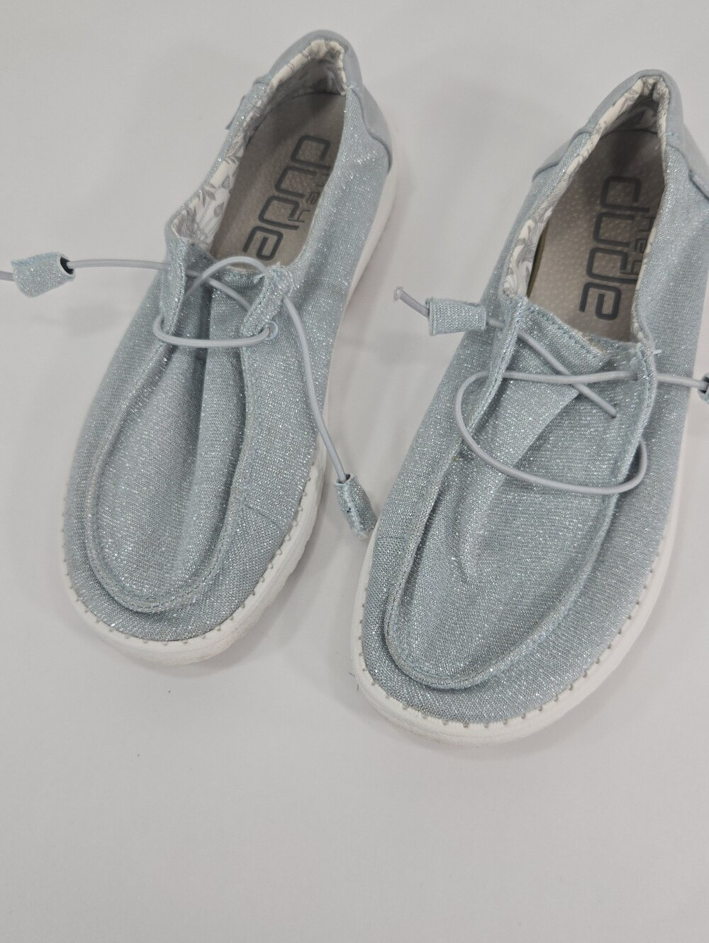 Hey Dude blue shimmer shoes
